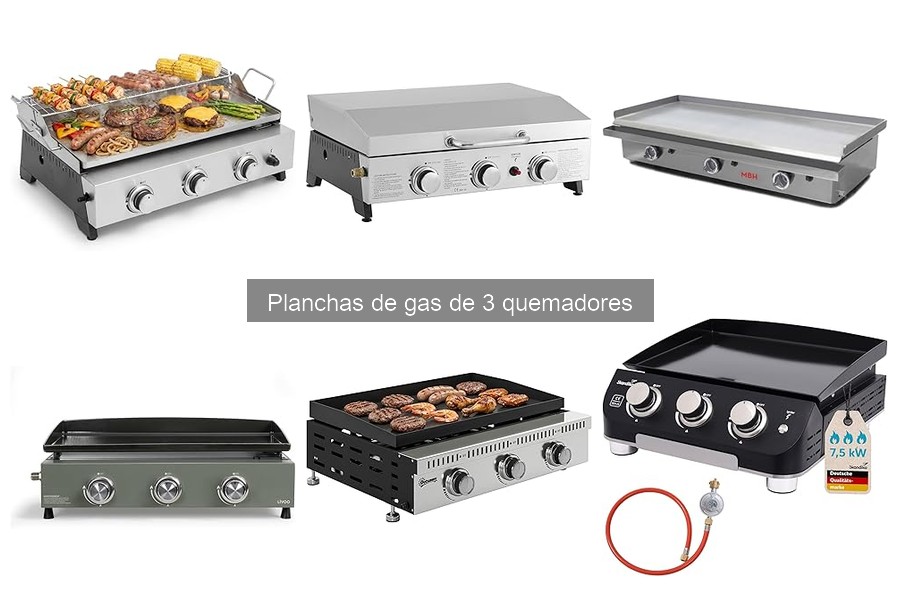 Mejores planchas de gas de 3 quemadores para asar carne